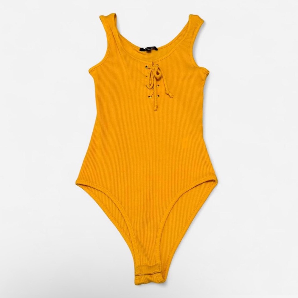 Women’s Ribbed Yellow Bodysuit